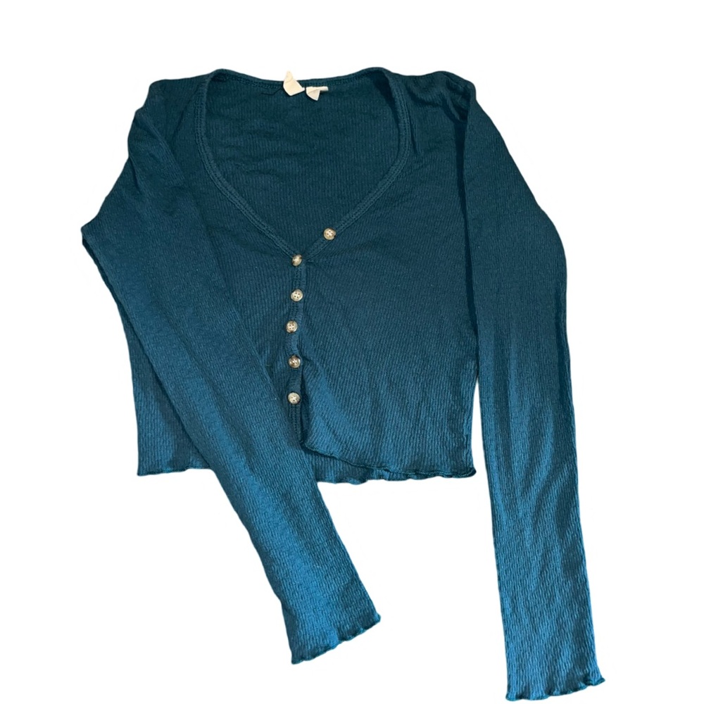 Sky and Sparrow teal button up